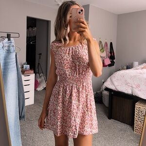 Pink Floral Skater dress, size medium